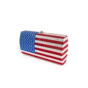 National Flag Rhinestone Clutch Purses Handbags, Bling Evening Bags XD